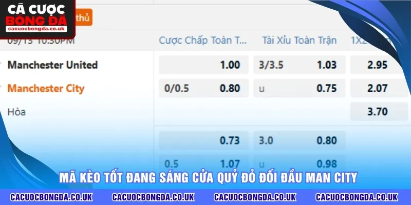 Mã kèo tốt đang sáng cửa Quỷ đỏ đối đầu Man City